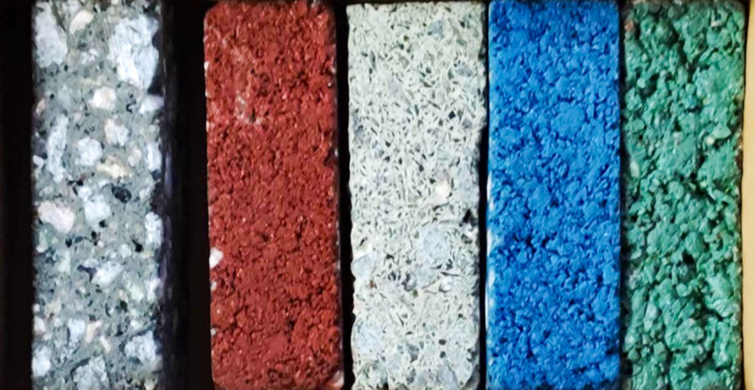 Фрагмент поверхности цветных образцов покрытия