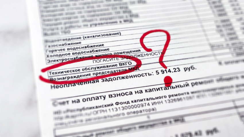 Отмеченная строка «Техническое обслуживание внутридомового газового оборудования» в квитанции ЖКХ