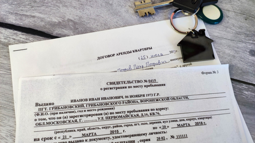 Документы аренды квартиры и временной регистрации с ключами