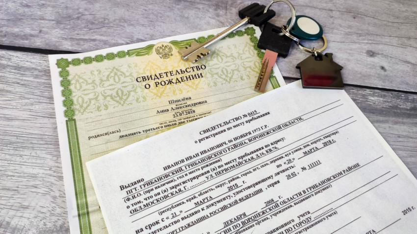 Свидетельства о рождении и временной регистрации с ключами