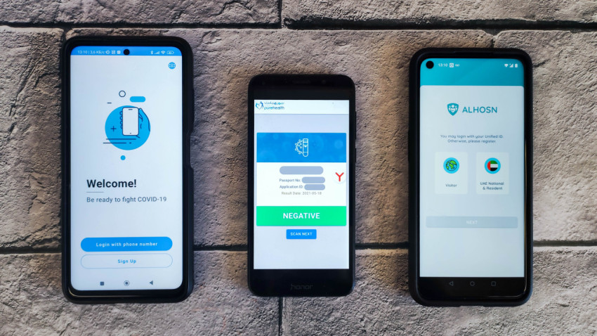 Три смартфона с COVID-приложениями для путешествий в ОАЭ