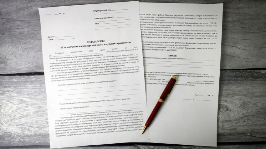 Ходатайства об исключении имущества из конкурсной массы