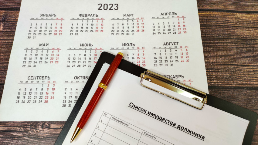 Календарь на 2023 год и список имущества должника