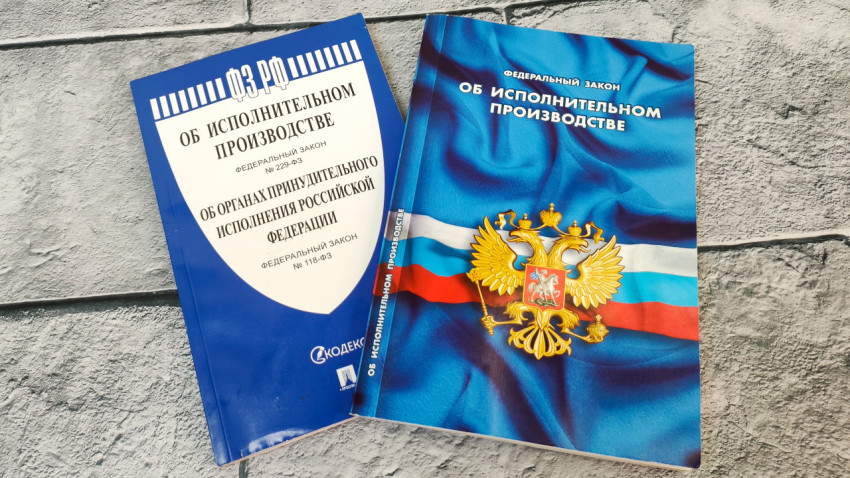 Книги закона об исполнительном производстве на сером фоне