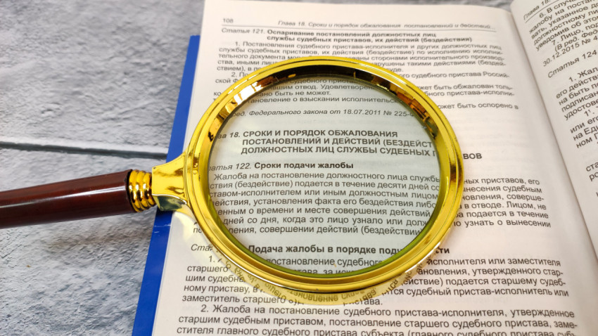Фрагмент закона под лупой с акцентом на жалобы к приставам