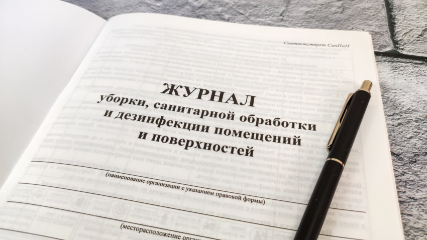 Вводная страница журнала санитарной обработки с ручкой