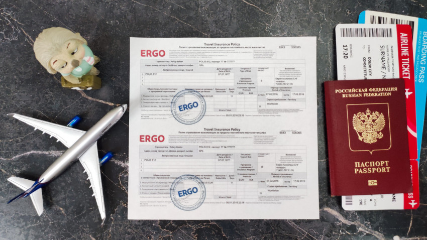 Полис медицинского страхования ERGO и документы для перелёта
