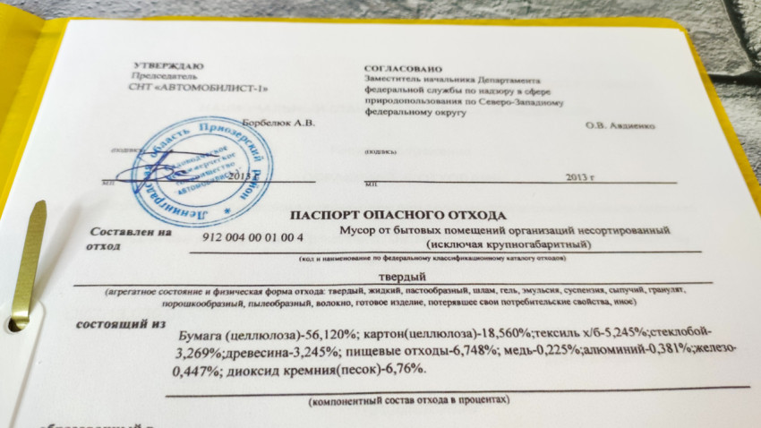 Паспорт опасного отхода с утверждением и составом