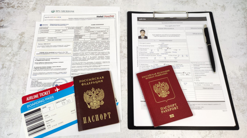Паспорт РФ и анкета на визу в Мексику с туристическим пакетом