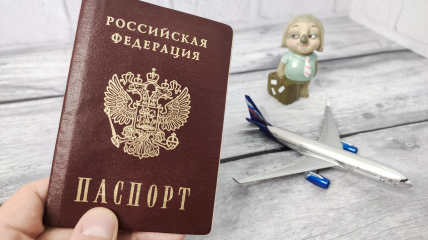 Паспорт Российской Федерации с моделью самолёта