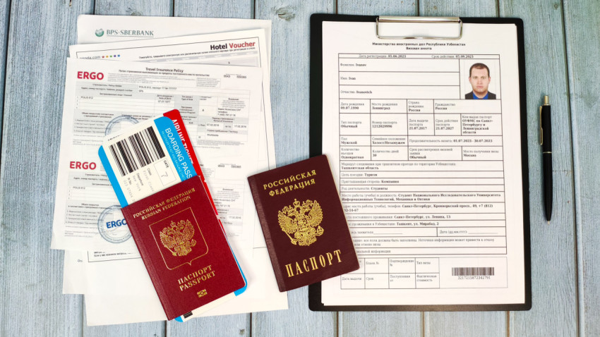 Комплект документов для визы в Узбекистан с паспортами и анкетой