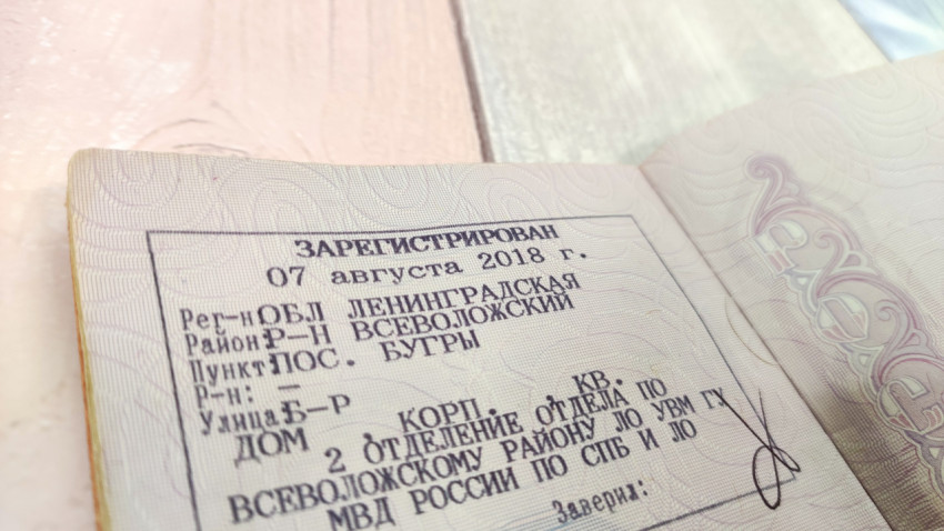 Отметка о регистрации по месту жительства в паспорте