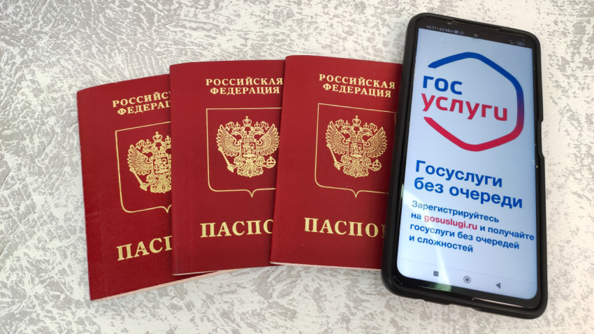 Загранпаспорта РФ и смартфон с приложением «Госуслуги»