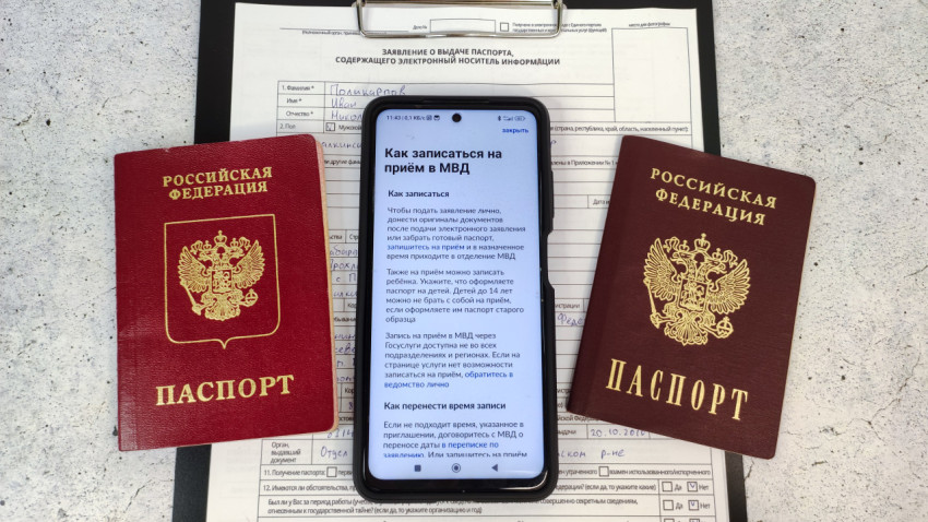 Российские паспорта и запись на приём в МВД