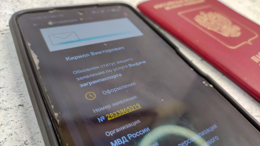 Смартфон с уведомлением Госуслуг и загранпаспорт РФ