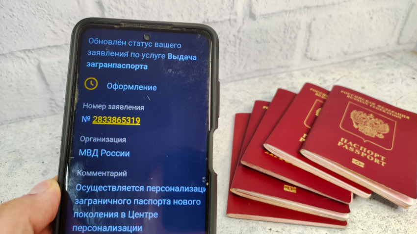 Смартфон с уведомлением Госуслуг и загранпаспорта РФ