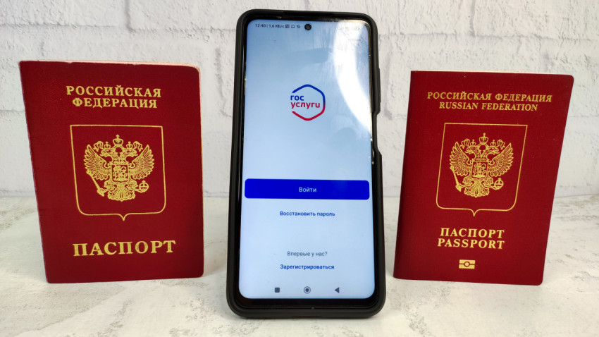 Смартфон с приложением Госуслуги и два загранпаспорта РФ