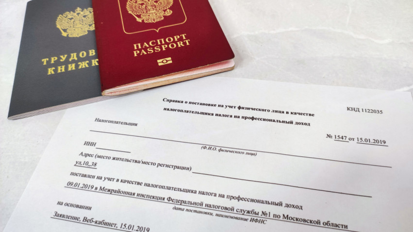 Трудовая книжка, загранпаспорт РФ и справка налогоплательщика