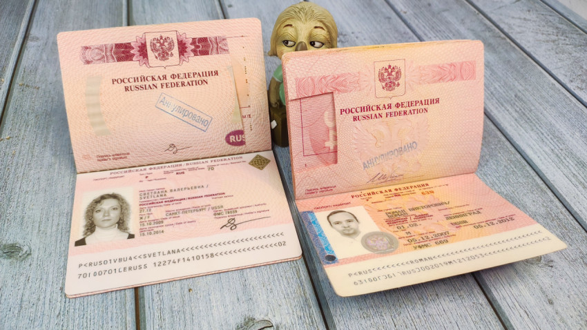 Два загранпаспорта РФ с аннулированными отметками
