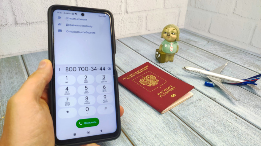 Смартфон с номером горячей линии и загранпаспорт РФ