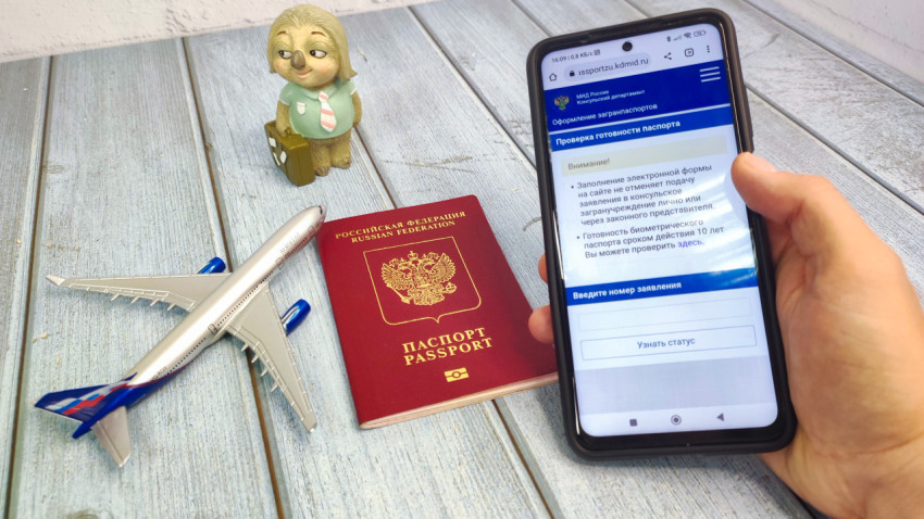 Смартфон с сайтом МИД России и загранпаспорт РФ