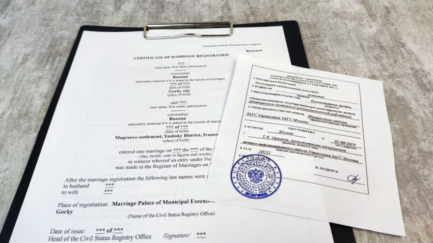 Апостиль и перевод свидетельства о браке на английский язык