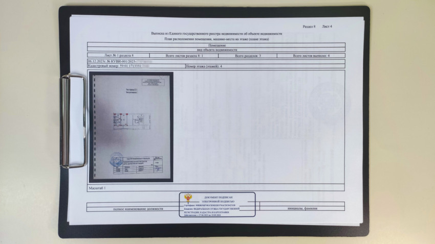План расположения помещения из ЕГРН на планшете