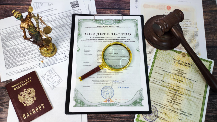 Юридические документы и атрибуты на столе