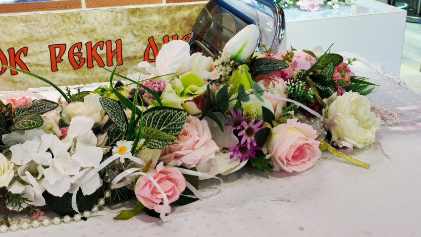 Деталь цветочной композиции на стенде Смоленской области