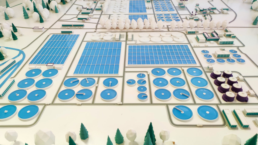 Макет системы водоочистки с технологическими зонами