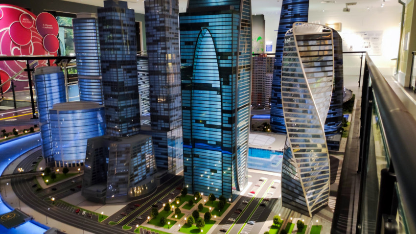 Высотная застройка на 13-метровом макете Москвы