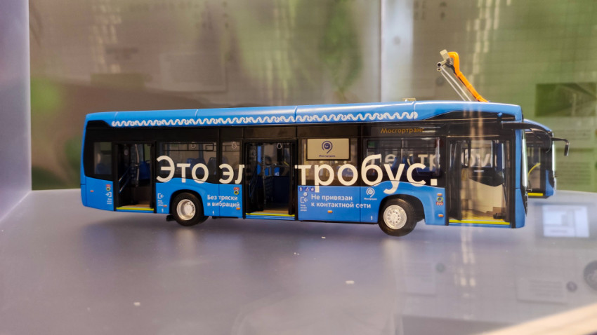 Модель электробуса в экспозиции Музея транспорта Москвы