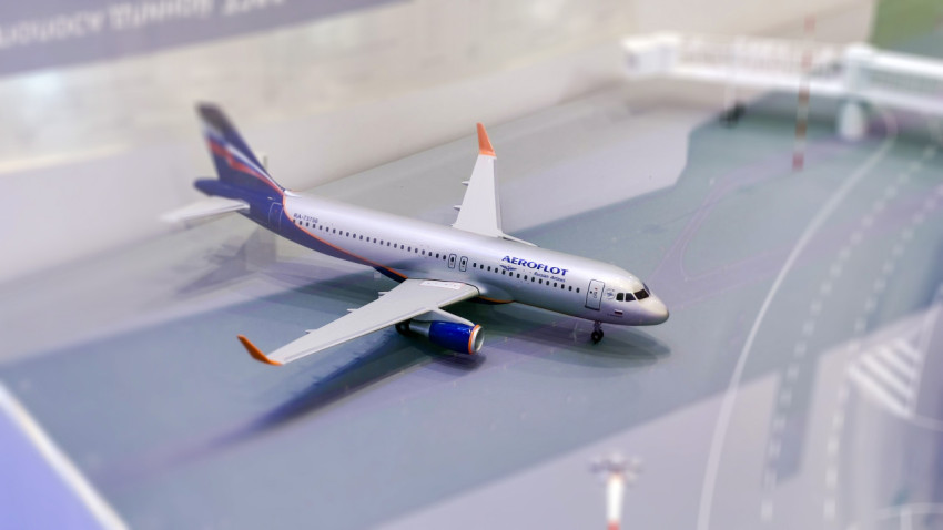 Макет пассажирского самолёта Аэрофлота крупным планом