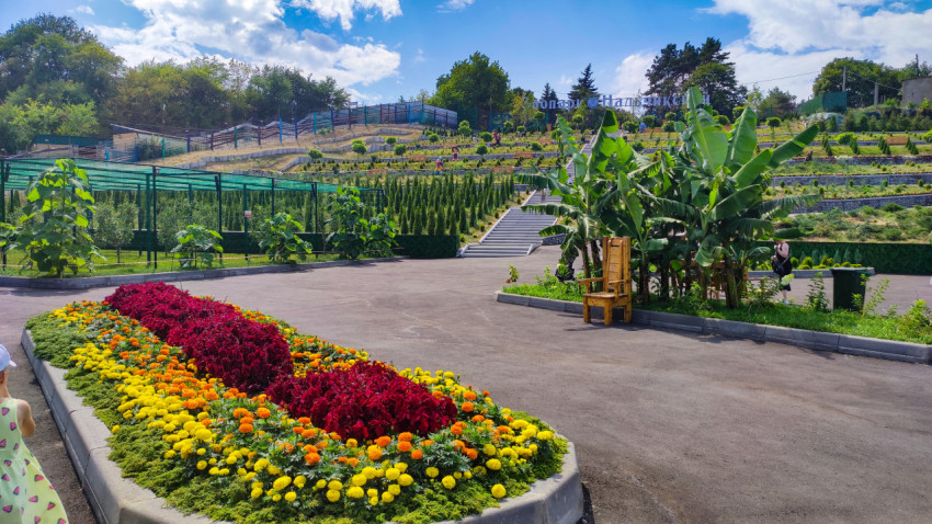 Цветник и лестница к террасам Нальчикского зоопарка