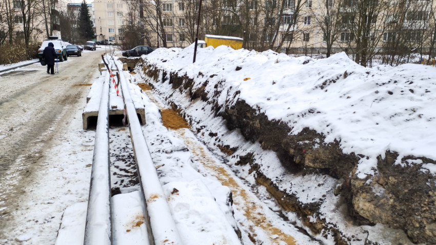 Зимняя реконструкция теплотрассы в городе