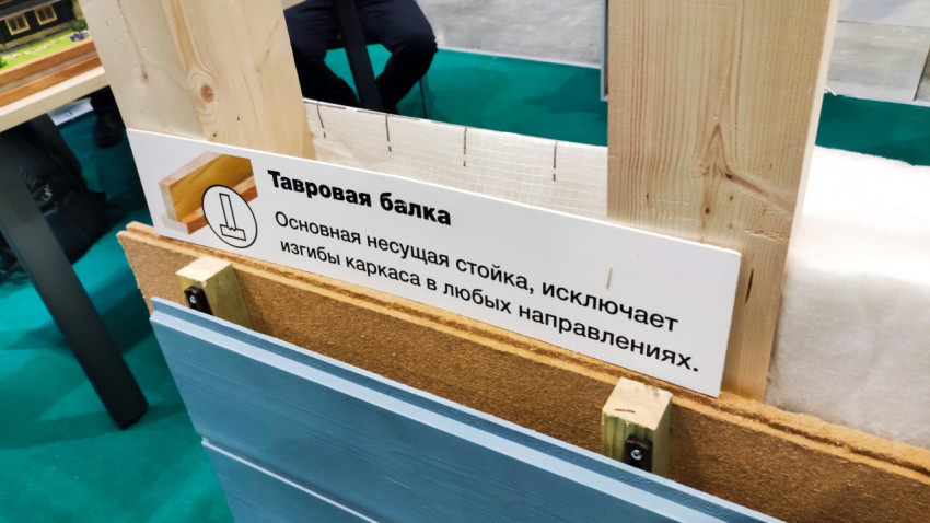 Тавровая балка в составе каркасной стены
