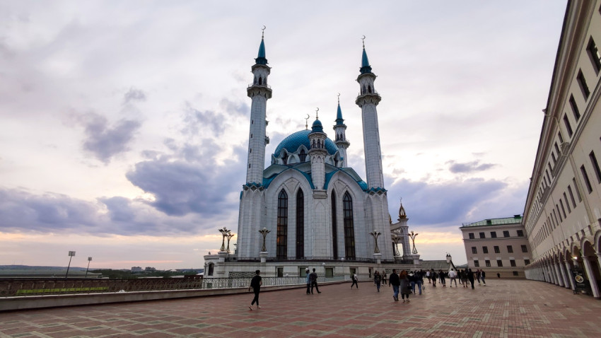 Мечеть Кул Шариф в Казанском кремле в вечернее время