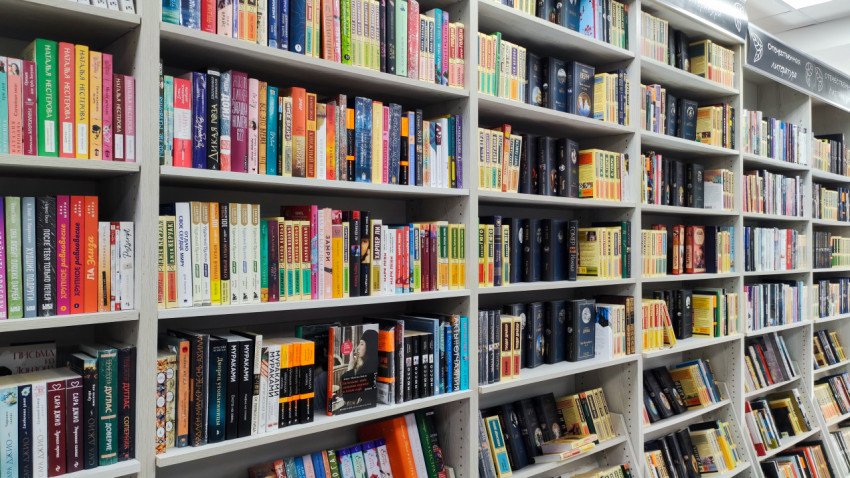 Книжные полки с художественной литературой