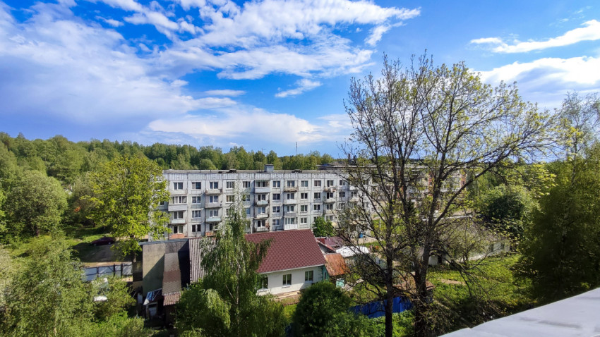 Панорама жилого квартала с зелёными насаждениями