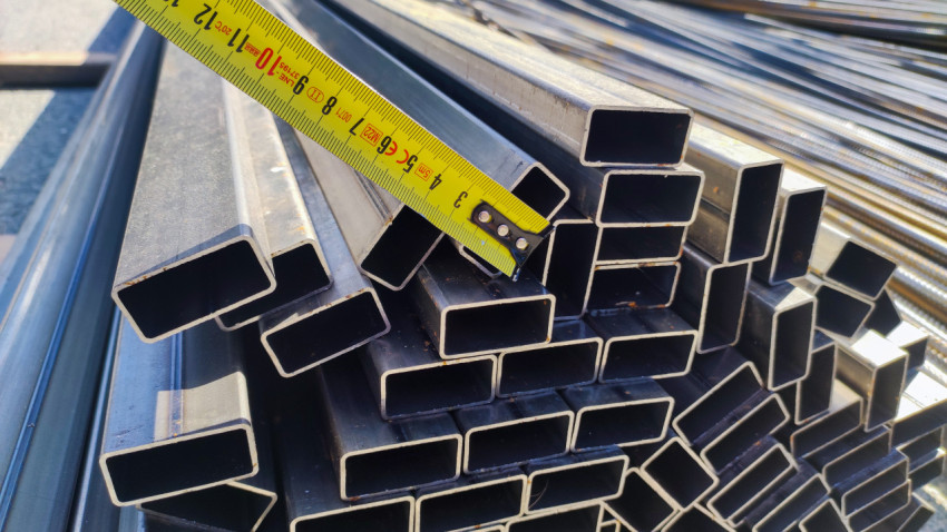 Контроль размеров металлических профильных труб на стройке