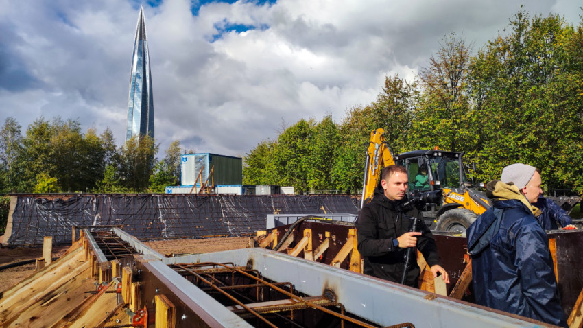 Строительные работы у Лахта-центра: монтаж опалубки и видеосъёмка процесса