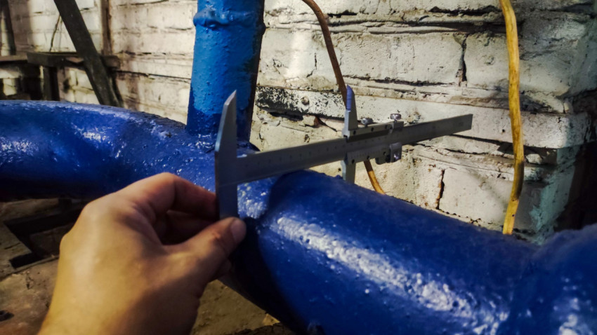 Контроль размеров трубопроводной линии с использованием штангенциркуля