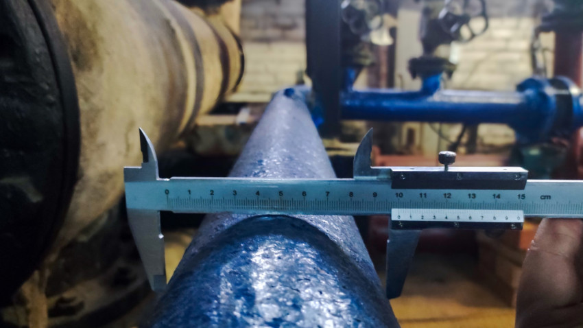 Измерение наружного диаметра магистральной трубы