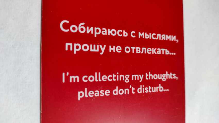 Табличка «не беспокоить» с двуязычным текстом