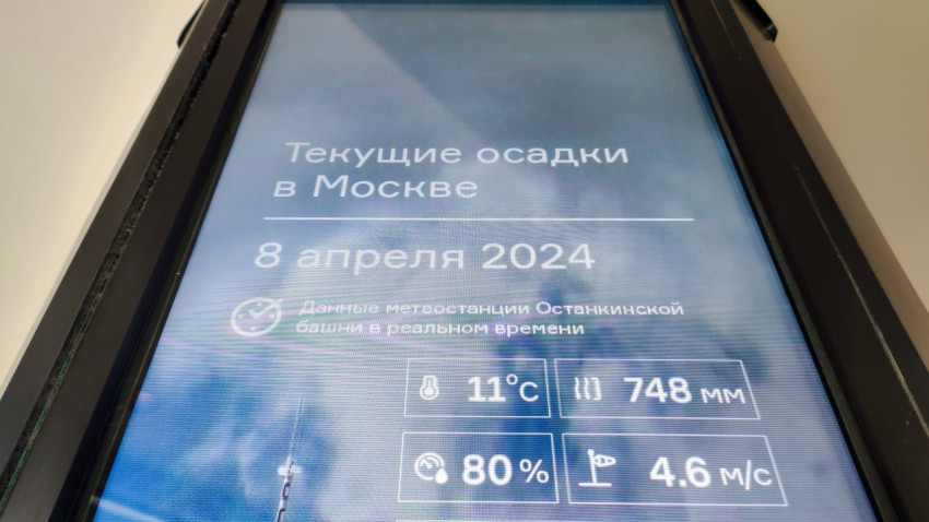 Информационный экран с данными об осадках и погодных условиях