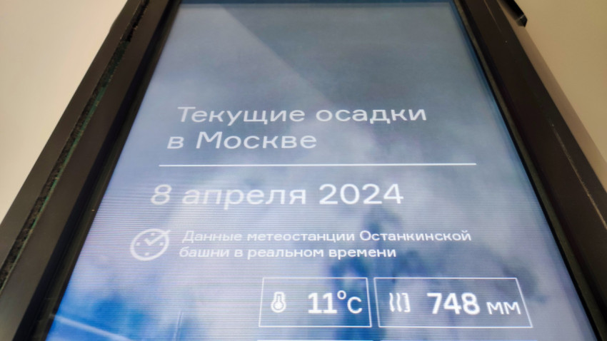 Экран с информацией о текущих осадках 8 апреля 2024 года