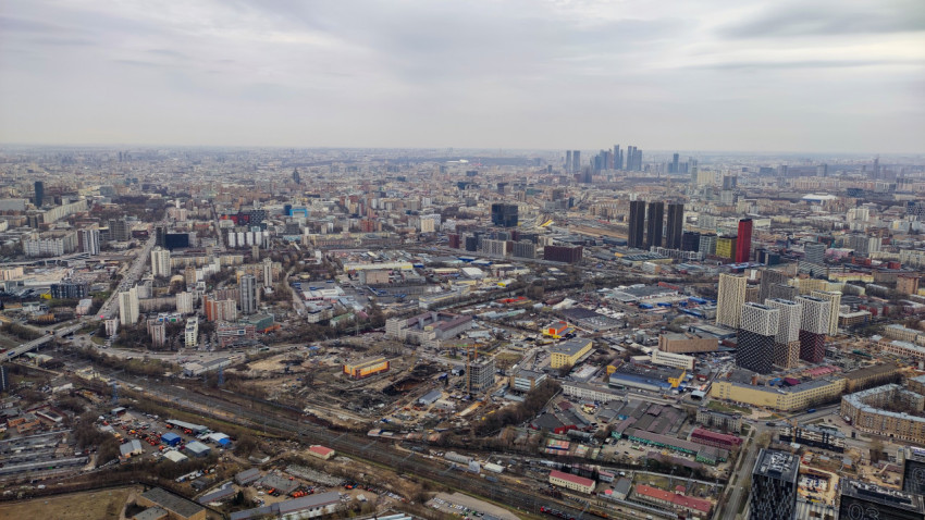 Панорама городской застройки Москвы с высоты