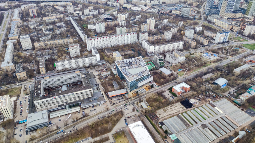 Жилой квартал Москвы с высоты Останкинской башни