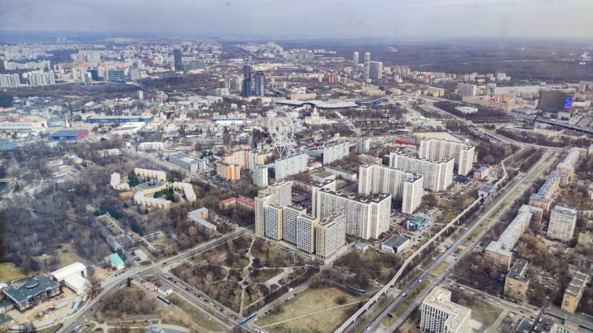 Панорама северо-восточной части Москвы с высоты