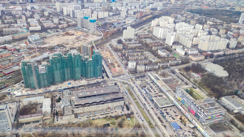 Новостройки и реконструируемые кварталы Москвы с высоты Останкинской башни